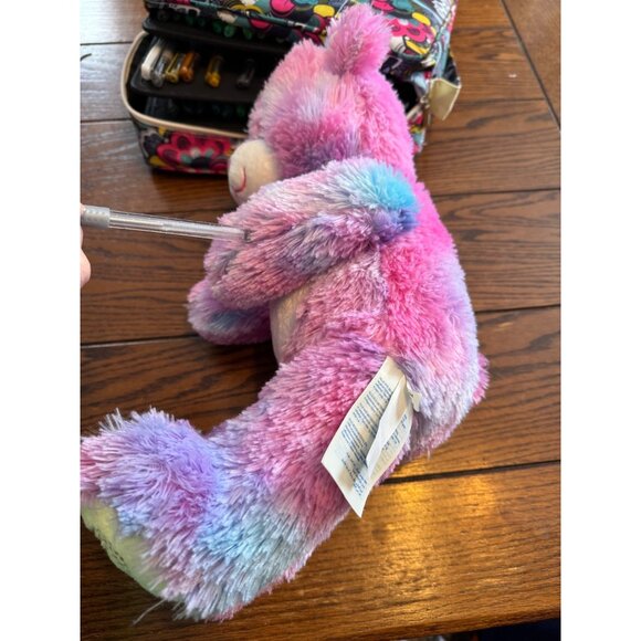 Build-A-Bear Workshop Forever Hearts Tie Dye Teddy Bear 16" Pink Blue Heart Foot - Picture 9 of 10